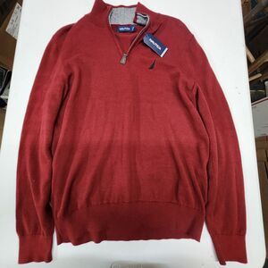 Mens Nautica 1/4 Zip Pullover Fleece Deep Crimson Color Medium - New With Tags -